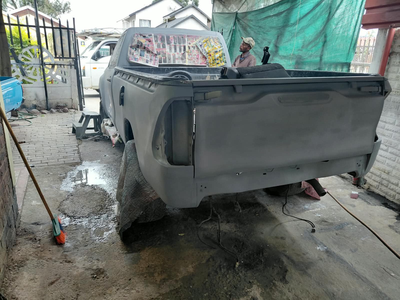 Van in the primer and paint stage